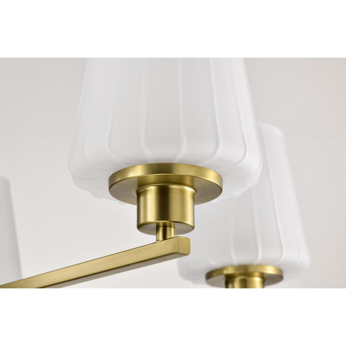 SATCO/NUVO Lune 5-Light Chandelier Vintage Brass Finish Etched White Glass (60-8235)