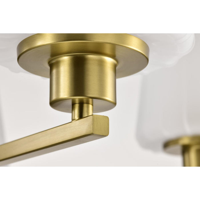 SATCO/NUVO Lune 5-Light Chandelier Vintage Brass Finish Etched White Glass (60-8235)