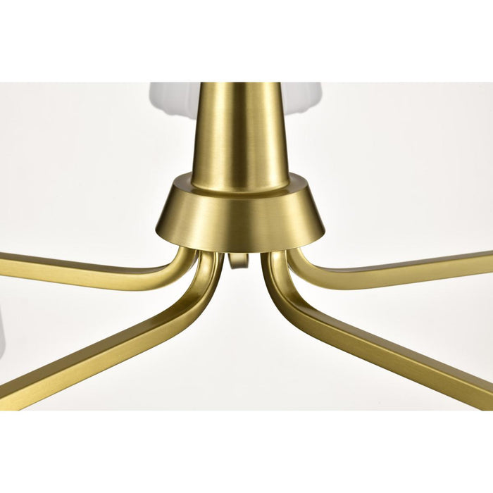 SATCO/NUVO Lune 5-Light Chandelier Vintage Brass Finish Etched White Glass (60-8235)