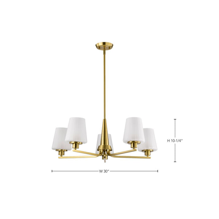 SATCO/NUVO Lune 5-Light Chandelier Vintage Brass Finish Etched White Glass (60-8235)