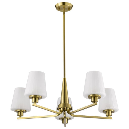 SATCO/NUVO Lune 5-Light Chandelier Vintage Brass Finish Etched White Glass (60-8235)