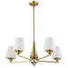 SATCO/NUVO Lune 5-Light Chandelier Vintage Brass Finish Etched White Glass (60-8235)