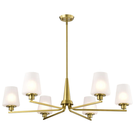 SATCO/NUVO Lune 6-Light Chandelier Vintage Brass Finish Etched White Glass (60-8236)