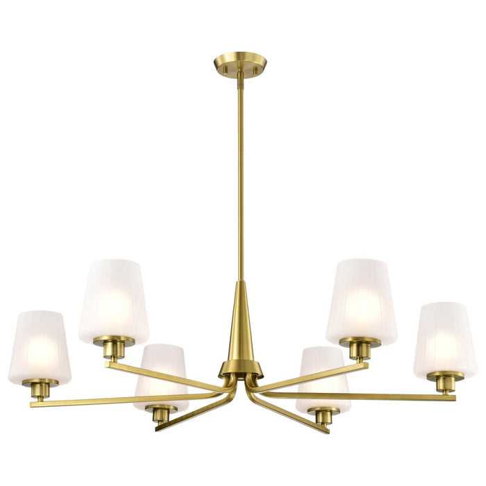 SATCO/NUVO Lune 6-Light Chandelier Vintage Brass Finish Etched White Glass (60-8236)