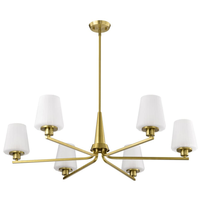 SATCO/NUVO Lune 6-Light Chandelier Vintage Brass Finish Etched White Glass (60-8236)