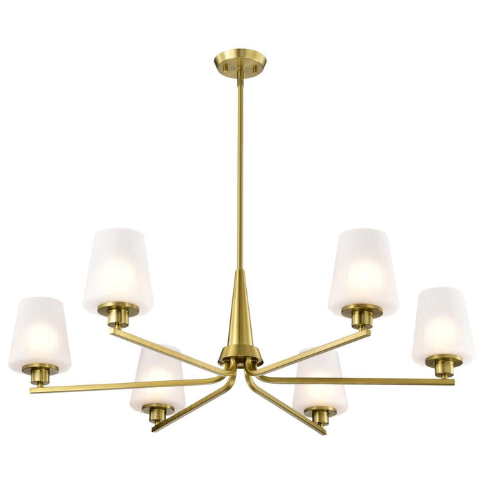SATCO/NUVO Lune 6-Light Chandelier Vintage Brass Finish Etched White Glass (60-8236)