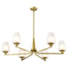 SATCO/NUVO Lune 6-Light Chandelier Vintage Brass Finish Etched White Glass (60-8236)