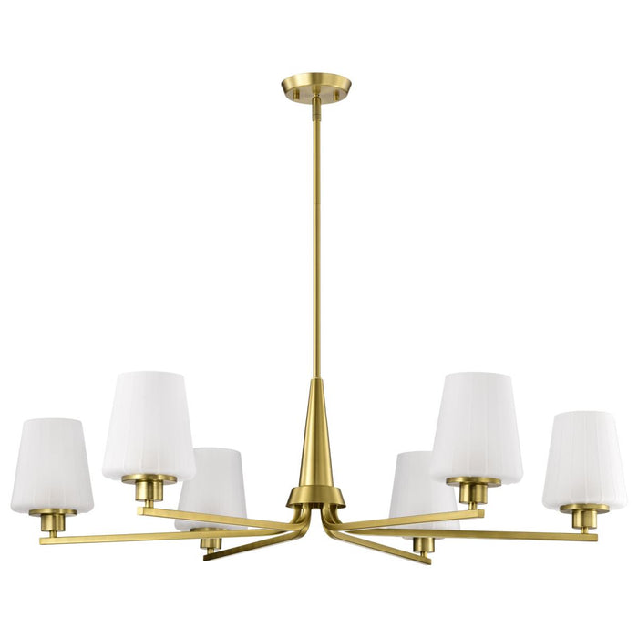 SATCO/NUVO Lune 6-Light Chandelier Vintage Brass Finish Etched White Glass (60-8236)