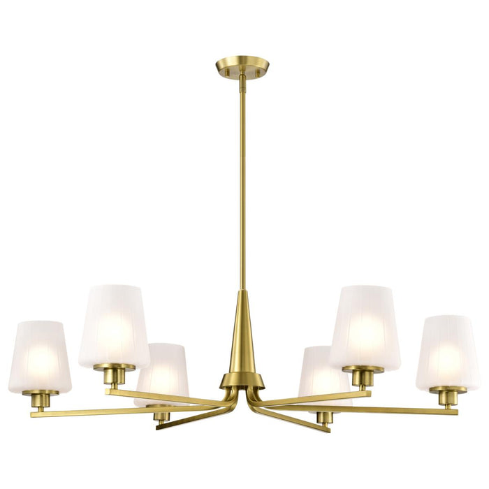 SATCO/NUVO Lune 6-Light Chandelier Vintage Brass Finish Etched White Glass (60-8236)