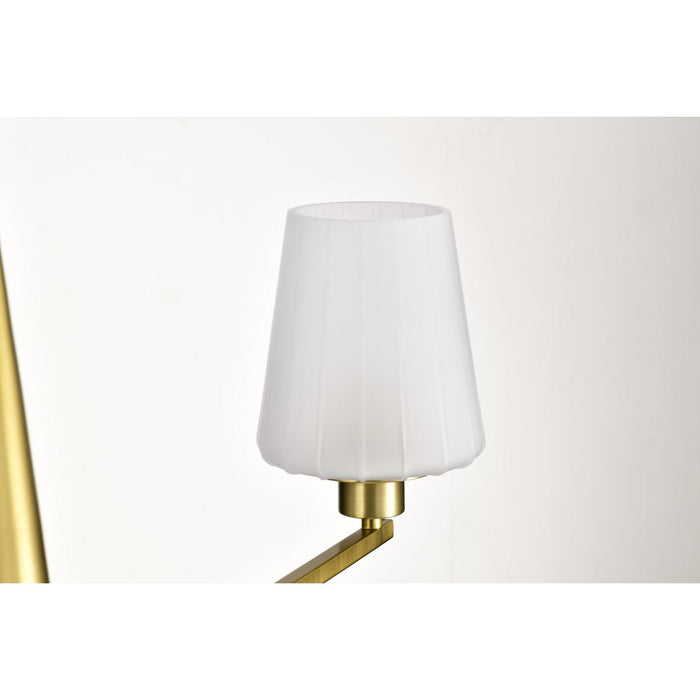 SATCO/NUVO Lune 6-Light Chandelier Vintage Brass Finish Etched White Glass (60-8236)
