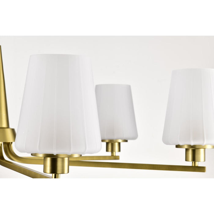 SATCO/NUVO Lune 6-Light Chandelier Vintage Brass Finish Etched White Glass (60-8236)