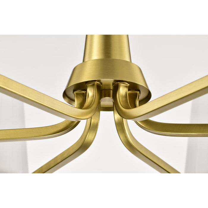 SATCO/NUVO Lune 6-Light Chandelier Vintage Brass Finish Etched White Glass (60-8236)