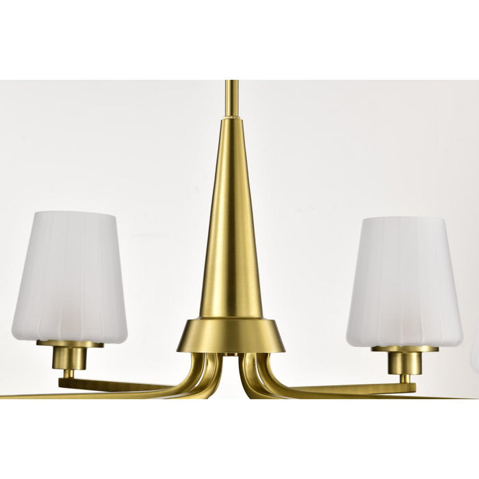 SATCO/NUVO Lune 6-Light Chandelier Vintage Brass Finish Etched White Glass (60-8236)