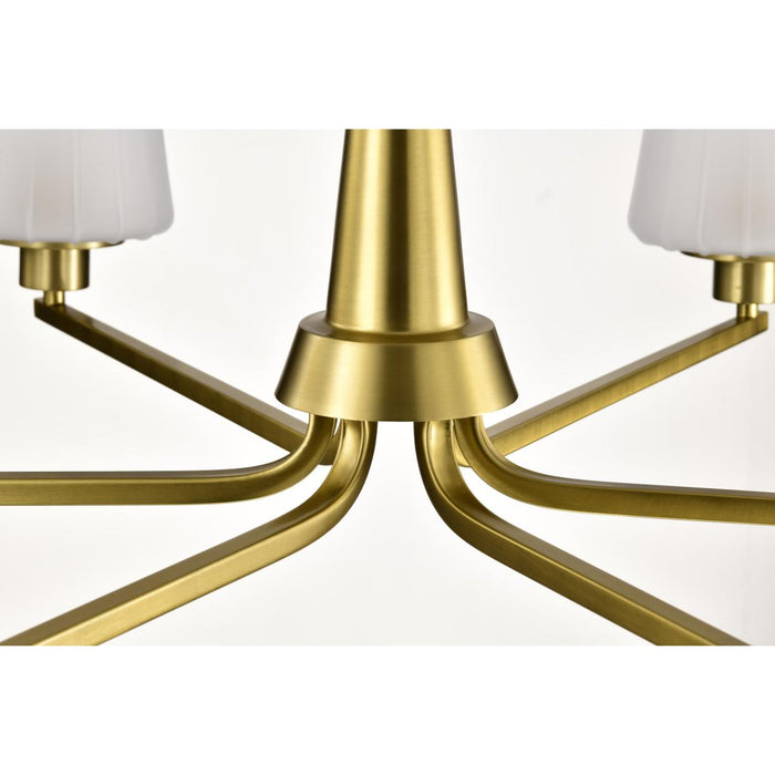 SATCO/NUVO Lune 6-Light Chandelier Vintage Brass Finish Etched White Glass (60-8236)