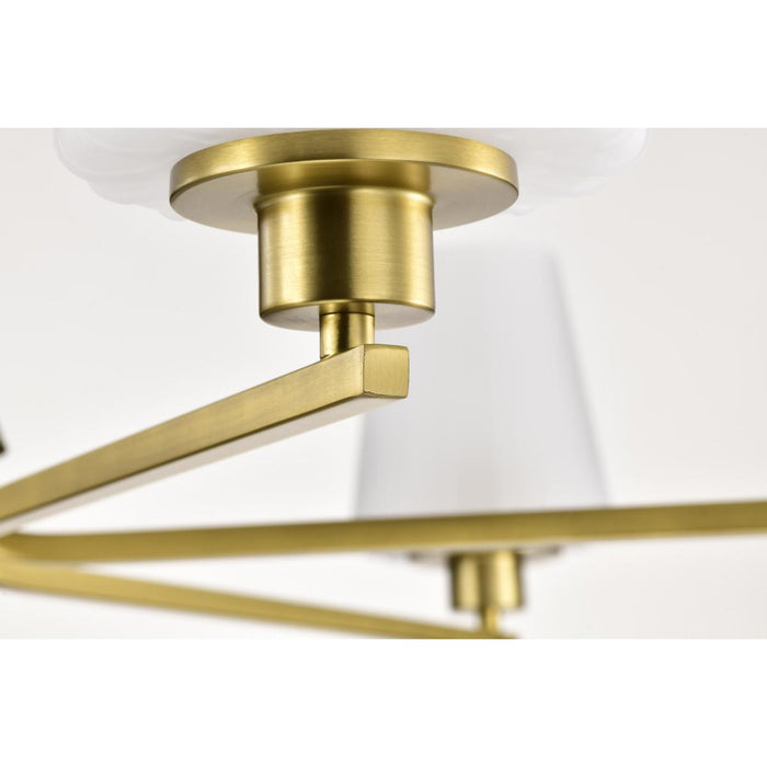 SATCO/NUVO Lune 6-Light Chandelier Vintage Brass Finish Etched White Glass (60-8236)