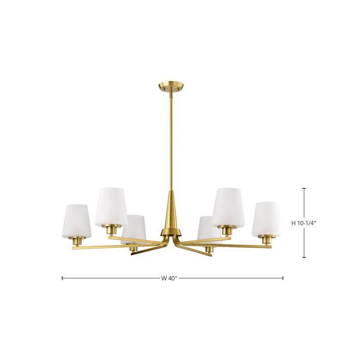 SATCO/NUVO Lune 6-Light Chandelier Vintage Brass Finish Etched White Glass (60-8236)