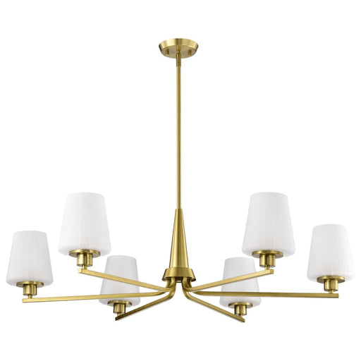 SATCO/NUVO Lune 6-Light Chandelier Vintage Brass Finish Etched White Glass (60-8236)