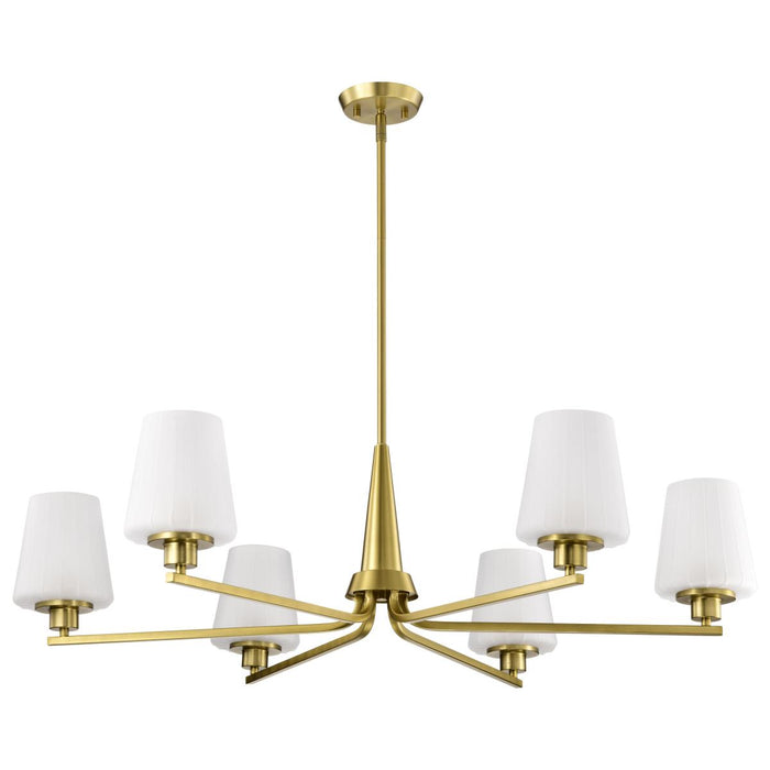 SATCO/NUVO Lune 6-Light Chandelier Vintage Brass Finish Etched White Glass (60-8236)