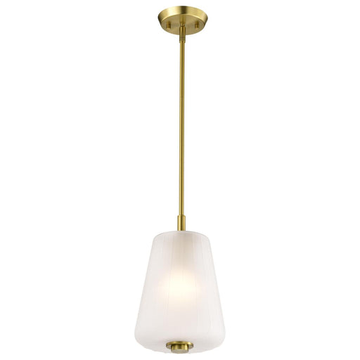 SATCO/NUVO Lune Mini Pendant Vintage Brass Finish Etched White Glass (60-8237)