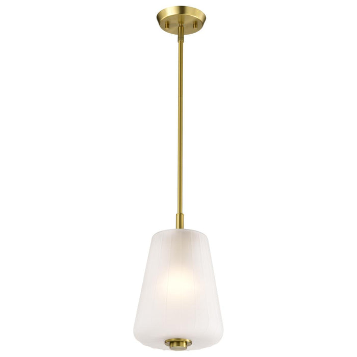 SATCO/NUVO Lune Mini Pendant Vintage Brass Finish Etched White Glass (60-8237)