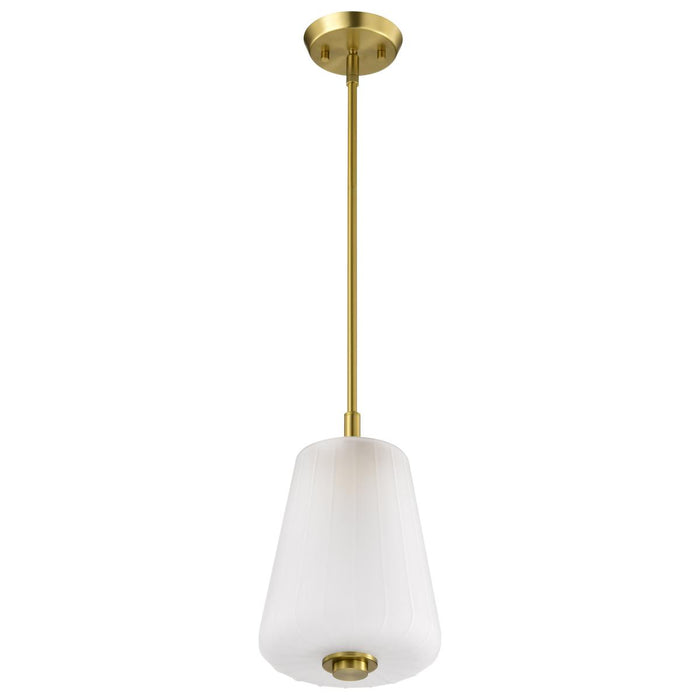 SATCO/NUVO Lune Mini Pendant Vintage Brass Finish Etched White Glass (60-8237)