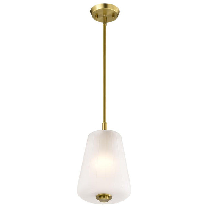 SATCO/NUVO Lune Mini Pendant Vintage Brass Finish Etched White Glass (60-8237)