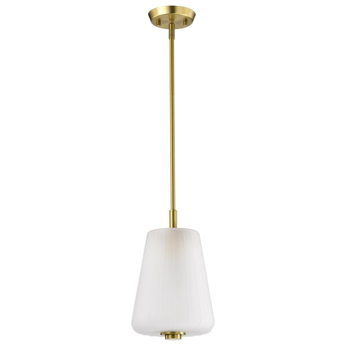 SATCO/NUVO Lune Mini Pendant Vintage Brass Finish Etched White Glass (60-8237)