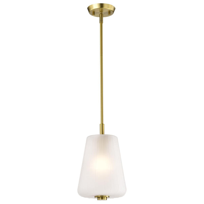 SATCO/NUVO Lune Mini Pendant Vintage Brass Finish Etched White Glass (60-8237)