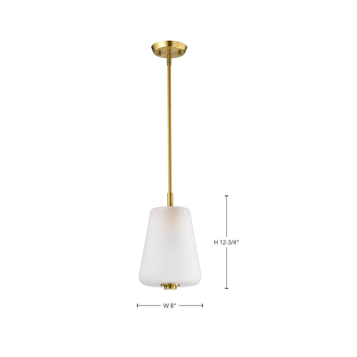 SATCO/NUVO Lune Mini Pendant Vintage Brass Finish Etched White Glass (60-8237)