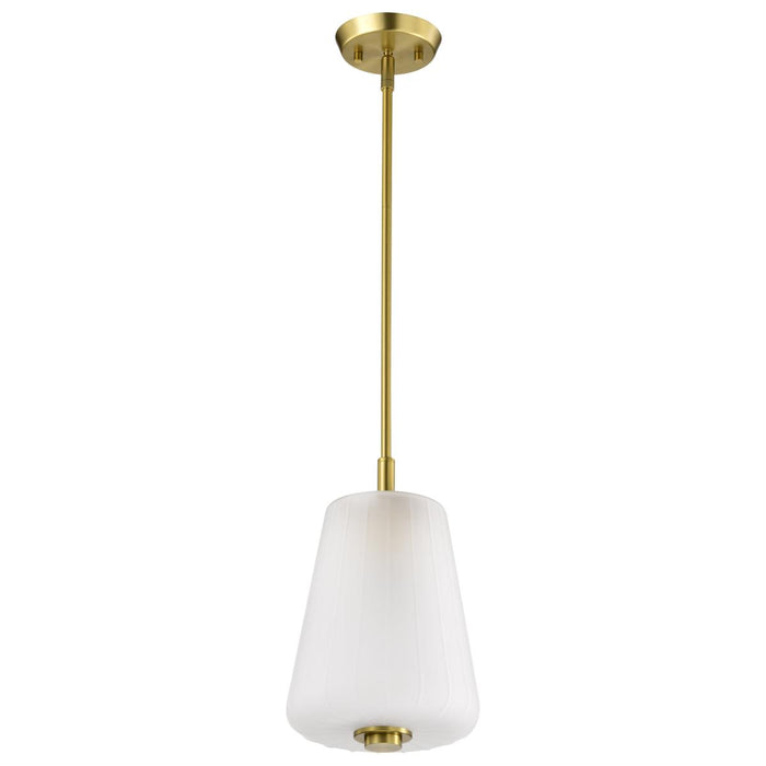SATCO/NUVO Lune Mini Pendant Vintage Brass Finish Etched White Glass (60-8237)