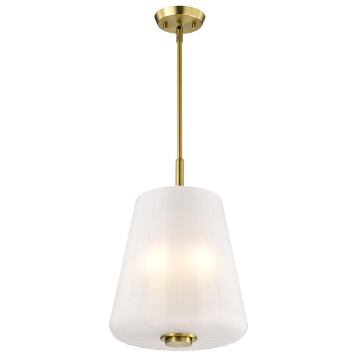 SATCO/NUVO Lune 3-Light Pendant Vintage Brass Finish Etched White Glass (60-8238)