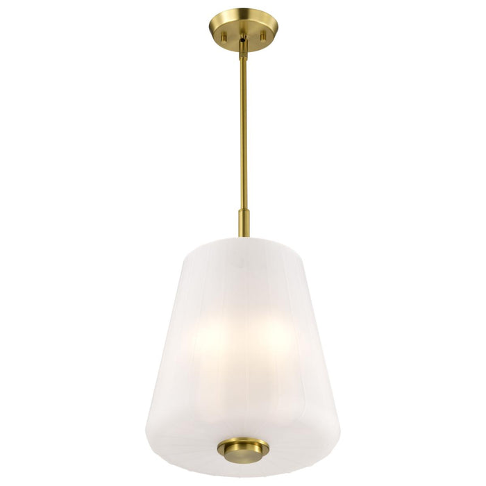 SATCO/NUVO Lune 3-Light Pendant Vintage Brass Finish Etched White Glass (60-8238)