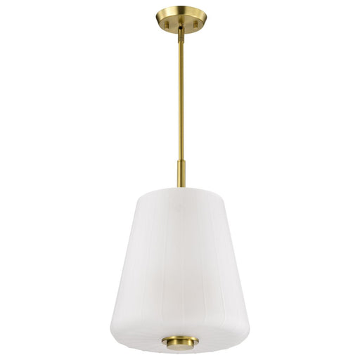 SATCO/NUVO Lune 3-Light Pendant Vintage Brass Finish Etched White Glass (60-8238)