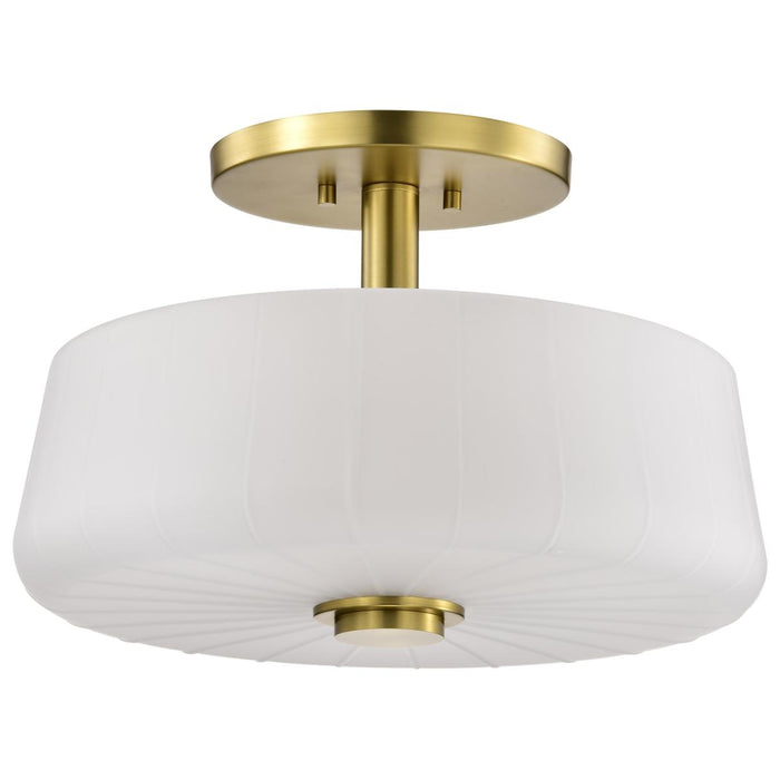 SATCO/NUVO Lune 3-Light Semi-Flush Vintage Brass Finish Etched White Glass (60-8239)