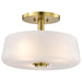 SATCO/NUVO Lune 3-Light Semi-Flush Vintage Brass Finish Etched White Glass (60-8239)