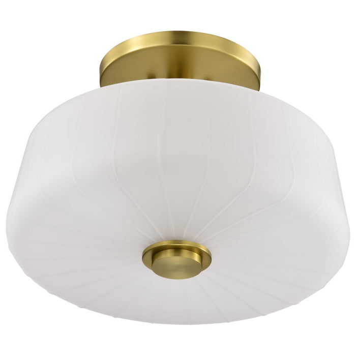 SATCO/NUVO Lune 3-Light Semi-Flush Vintage Brass Finish Etched White Glass (60-8239)