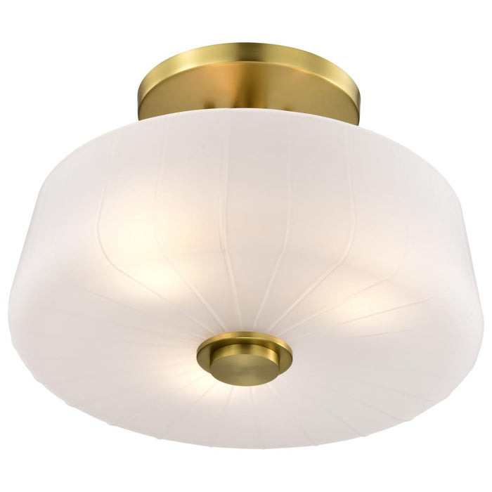 SATCO/NUVO Lune 3-Light Semi-Flush Vintage Brass Finish Etched White Glass (60-8239)