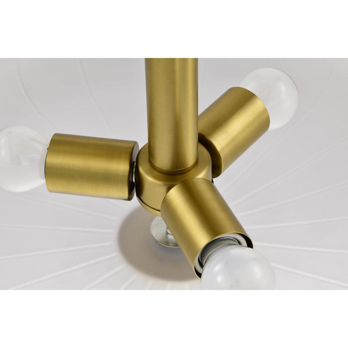 SATCO/NUVO Lune 3-Light Semi-Flush Vintage Brass Finish Etched White Glass (60-8239)