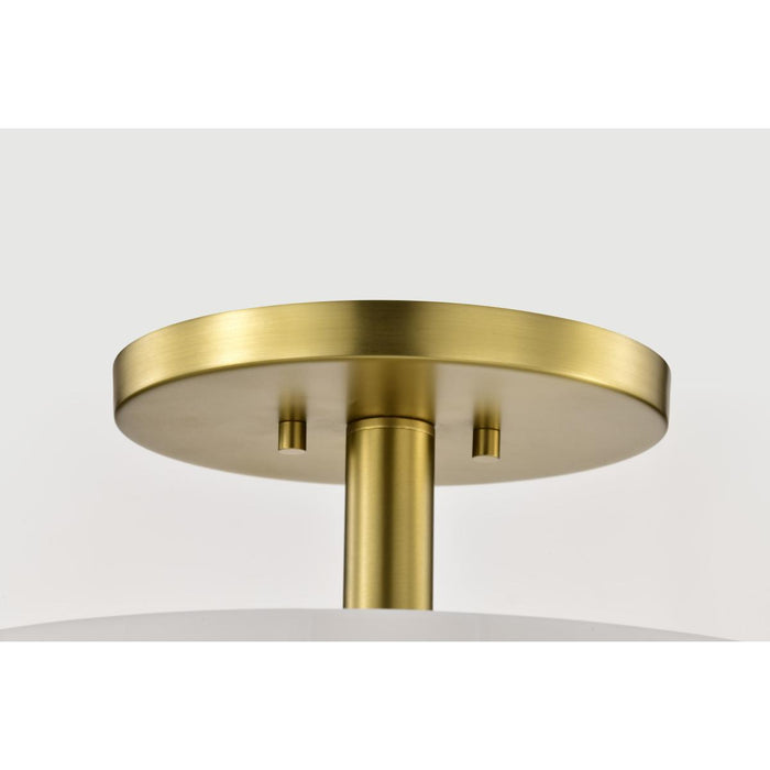 SATCO/NUVO Lune 3-Light Semi-Flush Vintage Brass Finish Etched White Glass (60-8239)
