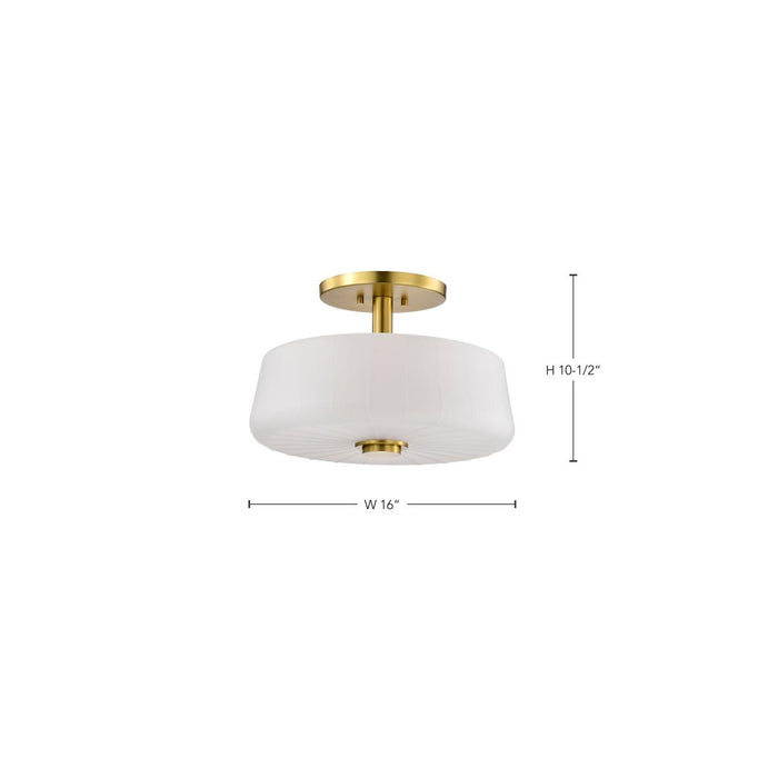 SATCO/NUVO Lune 3-Light Semi-Flush Vintage Brass Finish Etched White Glass (60-8239)