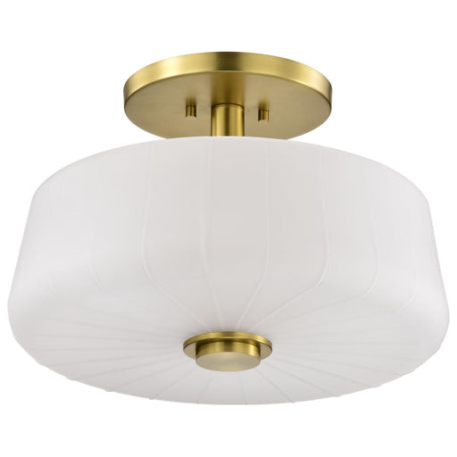 SATCO/NUVO Lune 3-Light Semi-Flush Vintage Brass Finish Etched White Glass (60-8239)