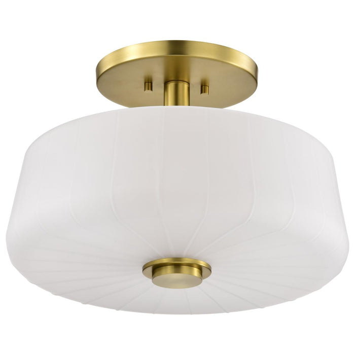 SATCO/NUVO Lune 3-Light Semi-Flush Vintage Brass Finish Etched White Glass (60-8239)