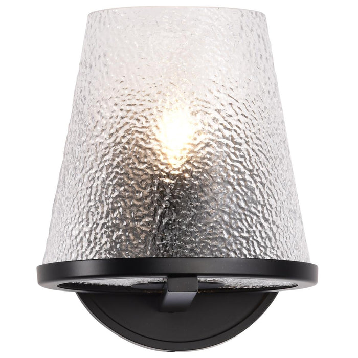 SATCO/NUVO Valentine 1-Light Vanity Black Finish Hammered Glass (60-8251)