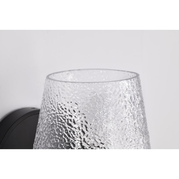 SATCO/NUVO Valentine 1-Light Vanity Black Finish Hammered Glass (60-8251)