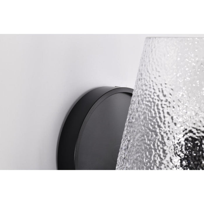 SATCO/NUVO Valentine 1-Light Vanity Black Finish Hammered Glass (60-8251)