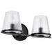 SATCO/NUVO Valentine 2-Light Vanity Black Finish Hammered Glass (60-8252)