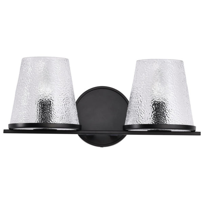 SATCO/NUVO Valentine 2-Light Vanity Black Finish Hammered Glass (60-8252)