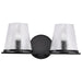 SATCO/NUVO Valentine 2-Light Vanity Black Finish Hammered Glass (60-8252)