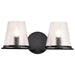 SATCO/NUVO Valentine 2-Light Vanity Black Finish Hammered Glass (60-8252)