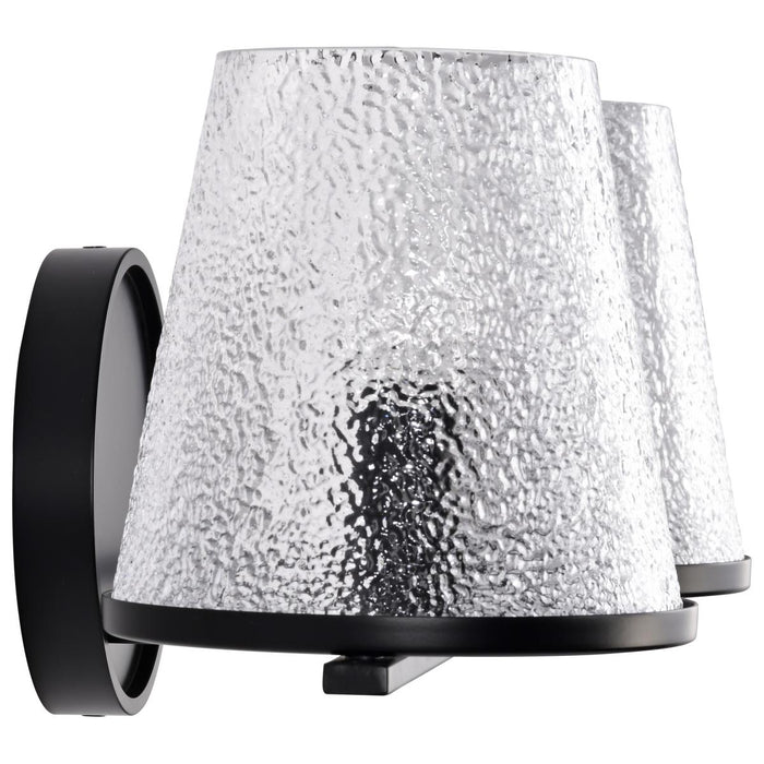 SATCO/NUVO Valentine 2-Light Vanity Black Finish Hammered Glass (60-8252)